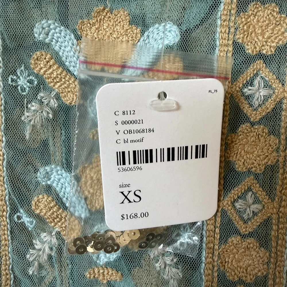 Free People Embroidered Blue and Gold Maxi Dress - Picture 5 of 6